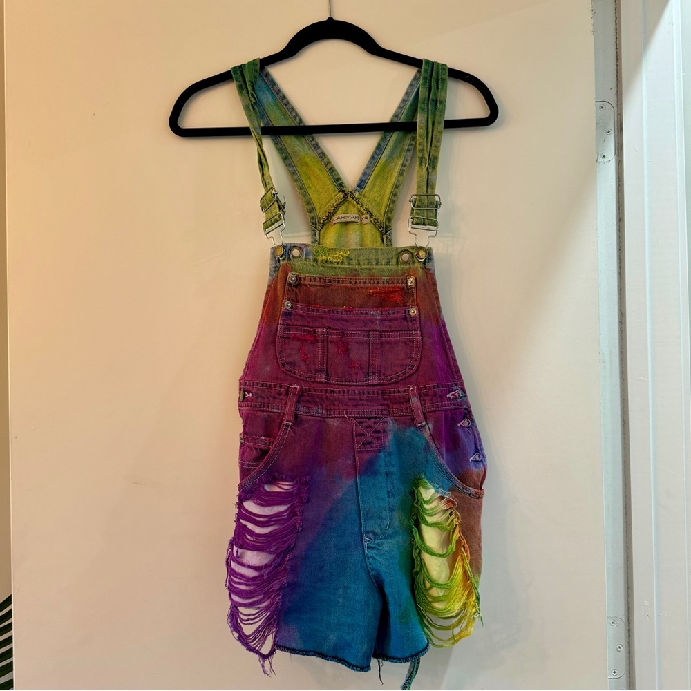 LF- Carmar Rainbow Tie Dye Shorts Overalls- Size XS